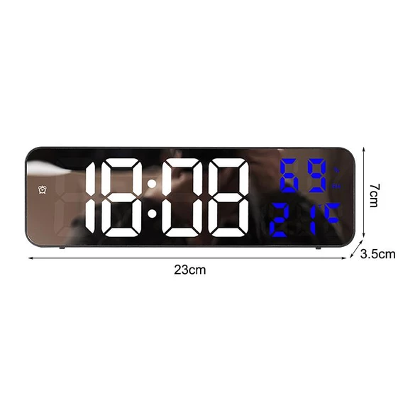 Valkyrie Nem ölçer Dereceli LED Duvar ve Masa Alarm Saati Lacivert - 3