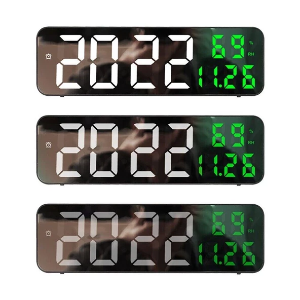 Valkyrie Nem ölçer Dereceli LED Duvar ve Masa Alarm Saati Yeşil - 8