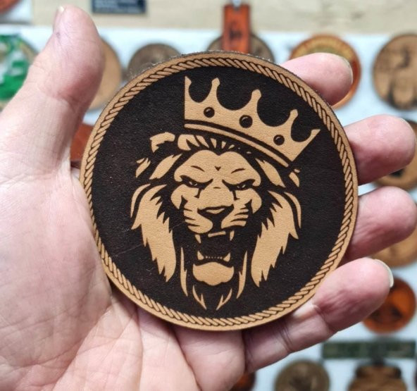 ASLAN- Deri PEÇ - Arma - Askeri Patch Arslan peç patch 8 cm Çap - 2