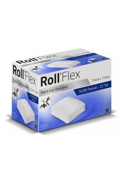 Roll Flex Steril Gaz Kompres 7,5cm x 7,5cm ( 5'li pakette) 100 Adet - SKT: 04/2027