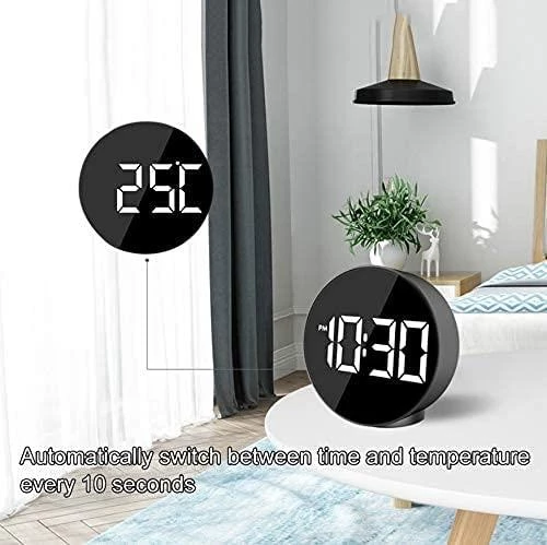 Valkyrie Çift Alarmlı LED Touch Snooze Şık Tasarım Masa Saati Siyah - 7