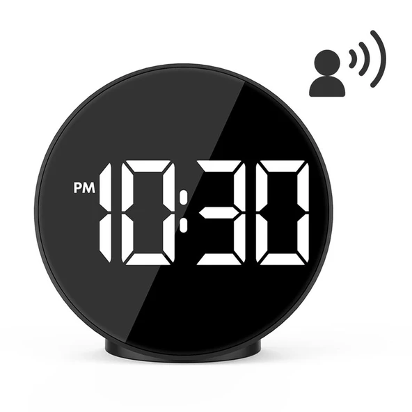 Valkyrie Çift Alarmlı LED Touch Snooze Şık Tasarım Masa Saati Siyah - 3