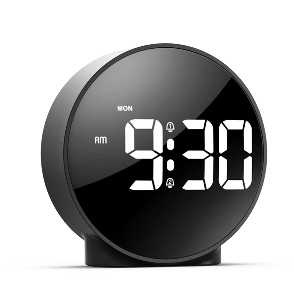 Valkyrie Çift Alarmlı LED Touch Snooze Şık Tasarım Masa Saati Siyah - 2