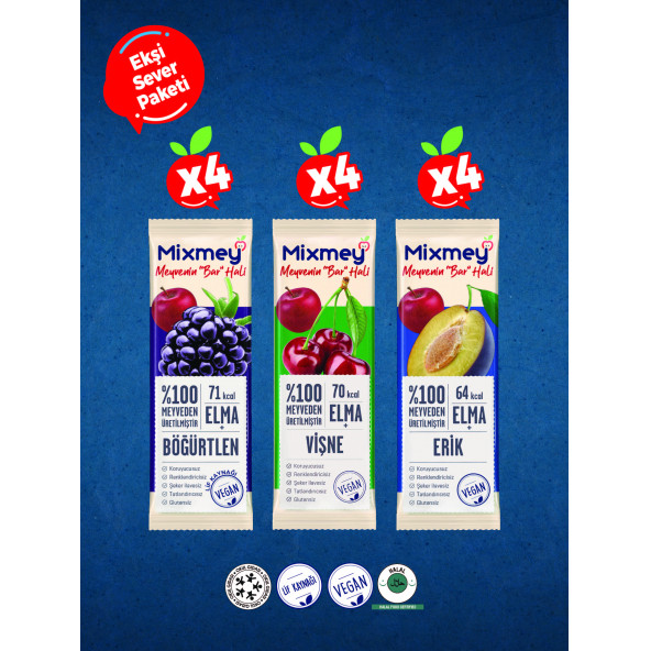 MİXMEY MEYVE BAR EKŞİSEVER (12ADET)20Gr