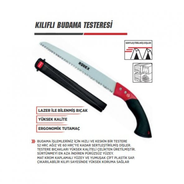 Rodex Kılıflı Budama Testeresi 300 mm Kalın Diş - 2
