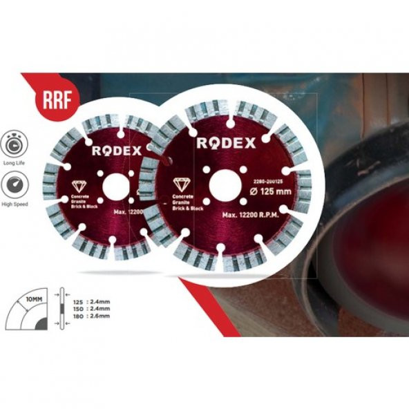 Rodex Lazer Kaynaklı Turbo Elmas Kesme Diski 115 mm