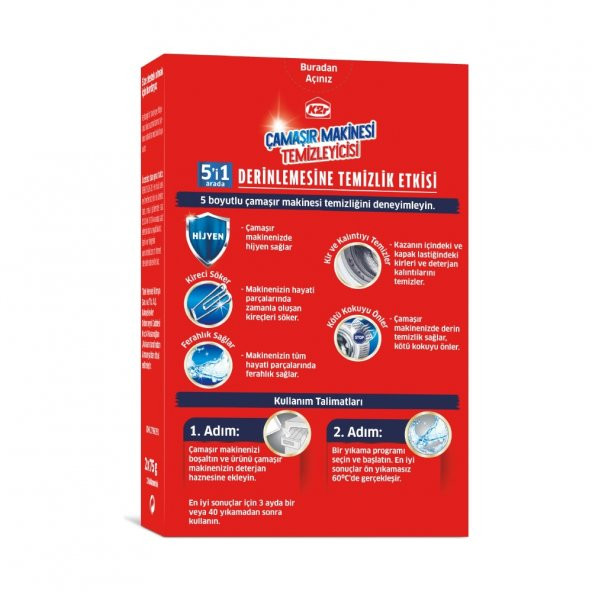 K2R Çamaşır Makinesi Temizleyicisi 4 Kullanım (4x75 gr.) - 2