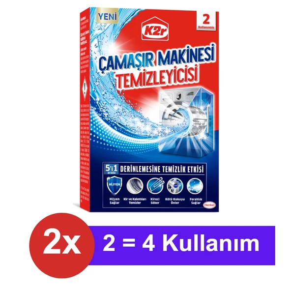 K2R Çamaşır Makinesi Temizleyicisi 4 Kullanım (4x75 gr.)