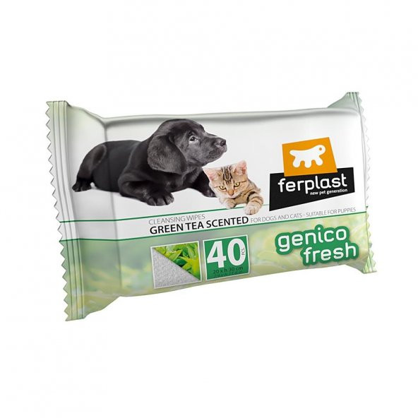 Ferplast Genico Fresh Kedi ve Köpek için Islak Mendil - Yeşil Çay