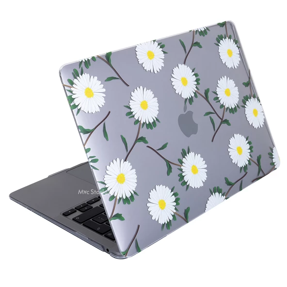 Macbook Air Kılıf 13.6 inç M2-M3, Flower-01NL (TouchID'li Air M2-M3) A2681 A3113 ile Uyumlu