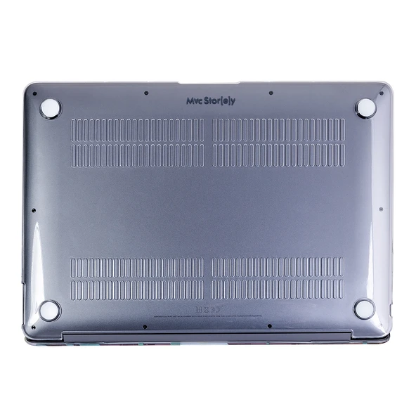 MacBook Air 13.6 M2 M3 M4 Kılıf Kristal İnce Lazer Baskılı Çiçek Desenli Kapak Parlak Yüzey - Resim 8