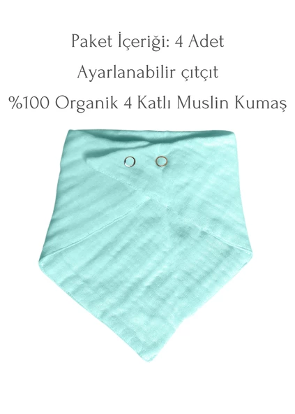Dört Katlı Müslin Bebek Ağız Bezi Salya Önlüğü Mama Önlüğü Fular Organik Çok Amaçlı Pamuk Müslin Bez - 2