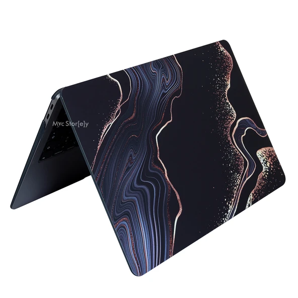 MacBook Air 13.6 M2 M3 M4 Kilif Mermer Desenli Marble15NL Ince TPU Lazer Baskili Sert Kapak - Resim 5