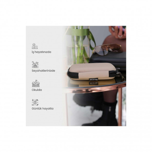 NPO B&B Small Case Ultra Darbe Korumalı,Kablo,HDD ve Aksesuar için Çok Amaçlı HardCase Çanta-Vizon - 6