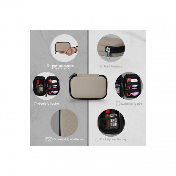 NPO B&B Small Case Ultra Darbe Korumalı,Kablo,HDD ve Aksesuar için Çok Amaçlı HardCase Çanta-Vizon - 8