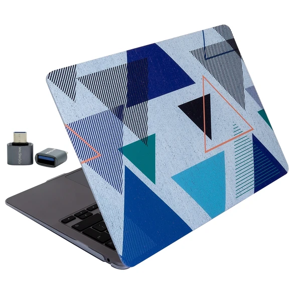 MacBook Air Sert Kapak Kilif 13 Inc M2 M3 M4 Geometrik Desenli Ince TPU Lazer Baski - Resim 4