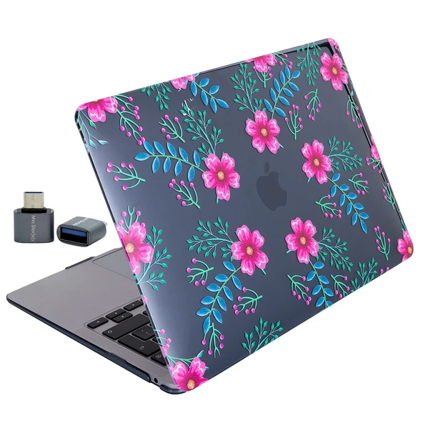 Macbook Air M1 Kılıf 13 inç Kristal Flower01NL (13.3" M1 Air) A2337 A2179 A1932 ile Uyumlu ürün görseli
