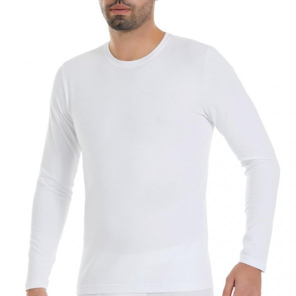 3 Adet Yıldız Erkek Likralı Uzun Kollu T-Shirt Fanila Beyaz 85