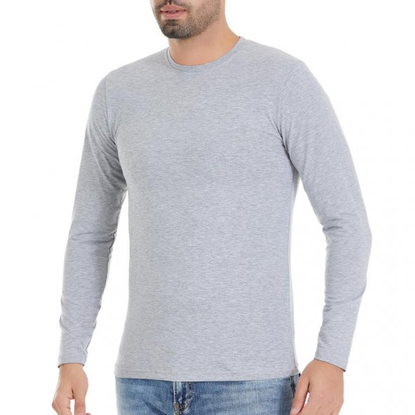 3 Adet Yıldız Erkek Likralı Uzun Kollu T-Shirt Fanila Gri 87
