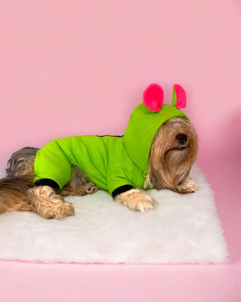 Shipy Pink Stripe Kulaklı Duo Köpek Tulumu Kıyafeti - 2