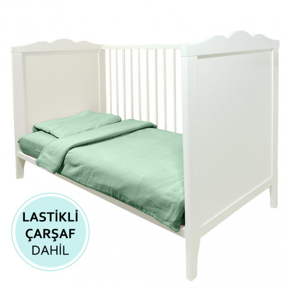 4 Katlı Müslin Bebek Nevresim Takımı Organik Bebek Uyku seti Beşik Nevresim Pamuk Bebek Nevresim Set - 7