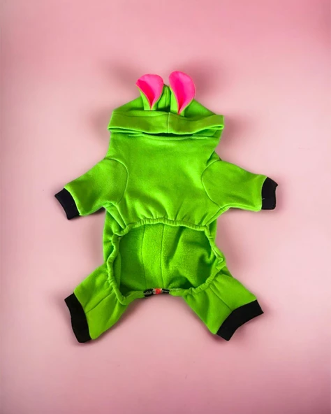 Shipy Pink Stripe Duo Kulaklı Kedi Tulumu,Kıyafeti - 4