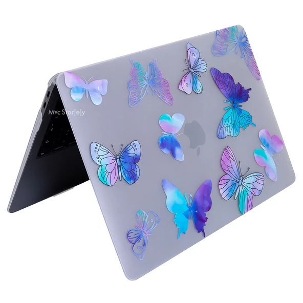 McStorey MacBook Air 13 Kılıf A1932 A2179 A2337 M1 Çip Uyumlu Mat TPU Çiçek Desenli Sert Kapak - 7