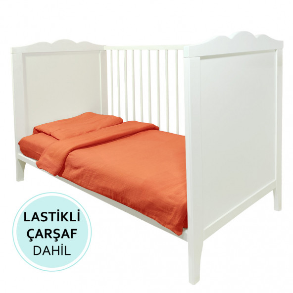 2 Katlı Müslin Bebek Nevresim Takımı Organik Bebek Uyku seti Beşik Nevresim Pamuk Bebek Nevresim Set - 6