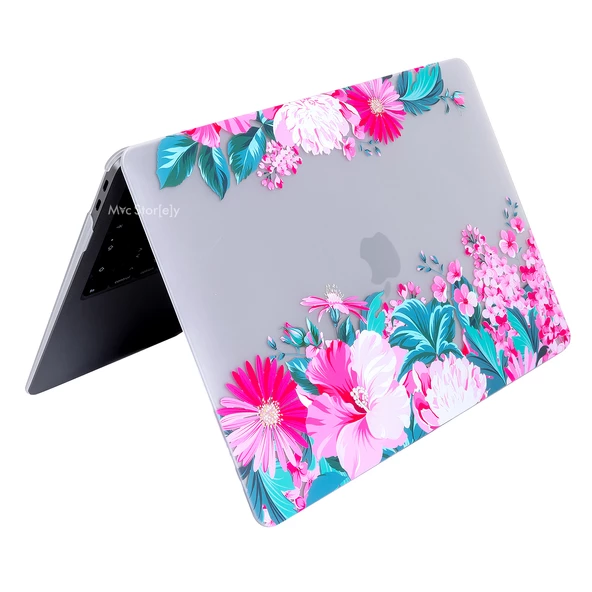 McStorey MacBook Air 13 Kılıf A1932 A2179 A2337 M1 Çip Uyumlu Mat TPU Çiçek Desenli Sert Kapak - 9