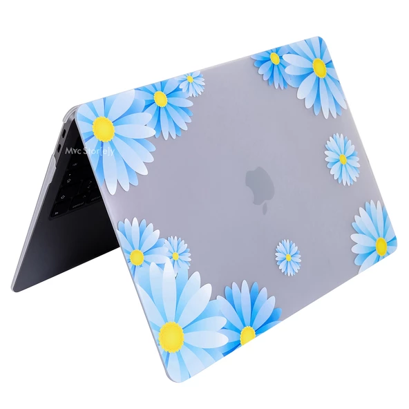 McStorey MacBook Air 13 Kılıf A1932 A2179 A2337 M1 Çip Uyumlu Mat TPU Çiçek Desenli Sert Kapak - 8