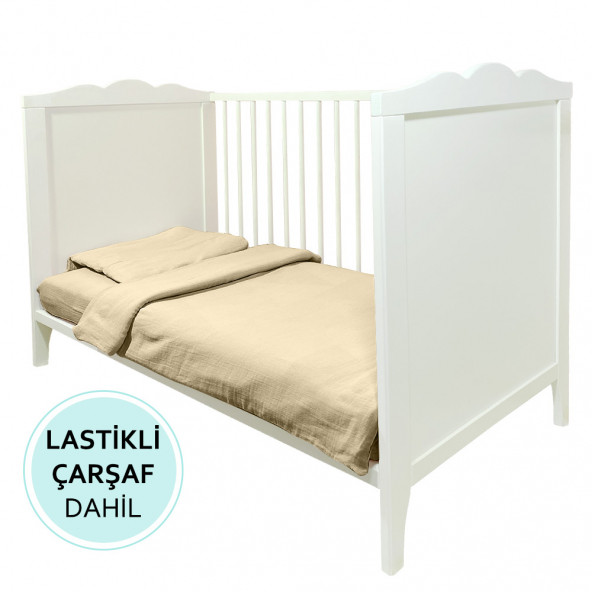4 Katlı Müslin Bebek Nevresim Takımı Organik Bebek Uyku seti Beşik Nevresim Pamuk Bebek Nevresim Set - 6