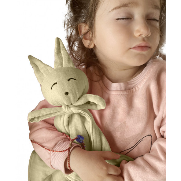 Müslin Bebek Uyku Arkadaşı 4 Katlı Tavşan Organik Oyuncak Uyku Arkadaşı Desteksiz Uyku Arkadaşı - 4