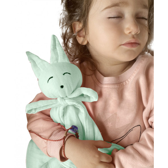 Müslin Bebek Uyku Arkadaşı 4 Katlı Tavşan Organik Oyuncak Uyku Arkadaşı Desteksiz Uyku Arkadaşı - 4