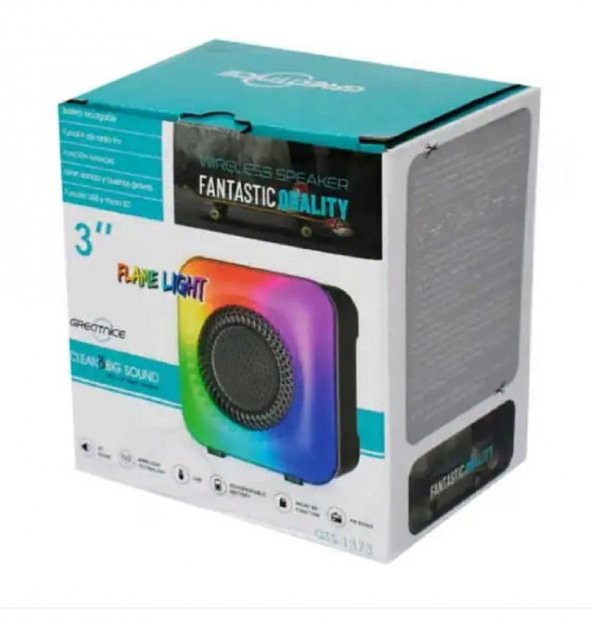 Lenipa GTS-1373 RGB Işıklı Ses Bombası Hafıza Kartı Usb Radio Mini Bluetooth Hoparlör 3" inç