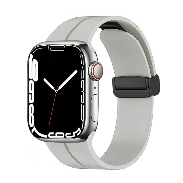 Apple Watch 7 45mm Zore KRD-84 Silikon Kordon Saat Değildir.  Starlight