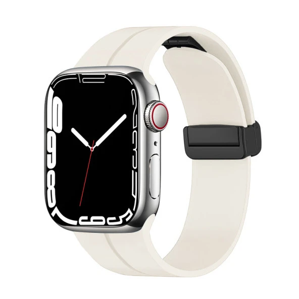 Apple Watch 7 45mm Zore KRD-84 Silikon Kordon Saat Değildir.  Soft White