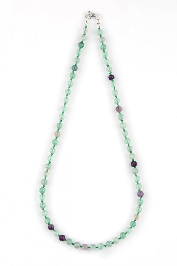 Florit Doğal Taş 6 mm Düğümlü Kolye ürün görseli