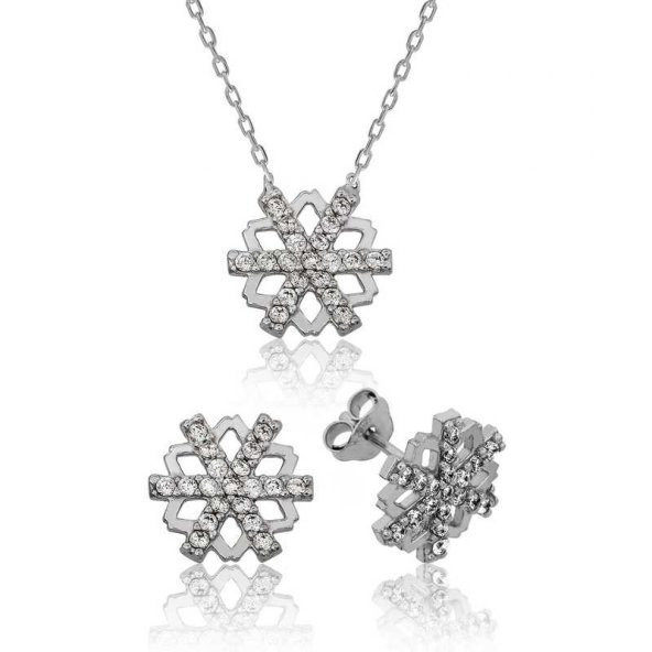 GRANDBAZAAR LUXURY Gümüş Kar Tanesi Bayan Set