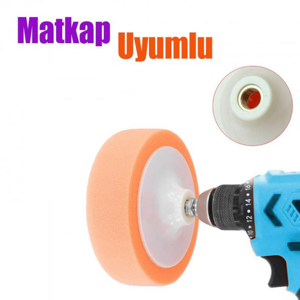 Pasta Cila Polisaj Süngeri Zımpara Tabanlı Turuncu 150 mm + M14 Matkap Aparatı + Oto Cila Pasta 300 Gr - 2