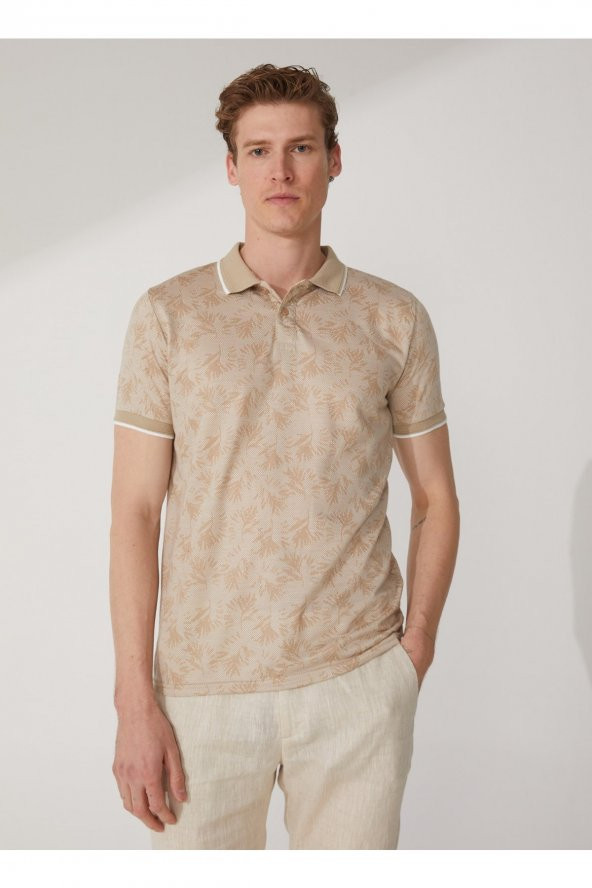Polo Yaka Armürlü Ekru Erkek T-shirt Ts1014000268