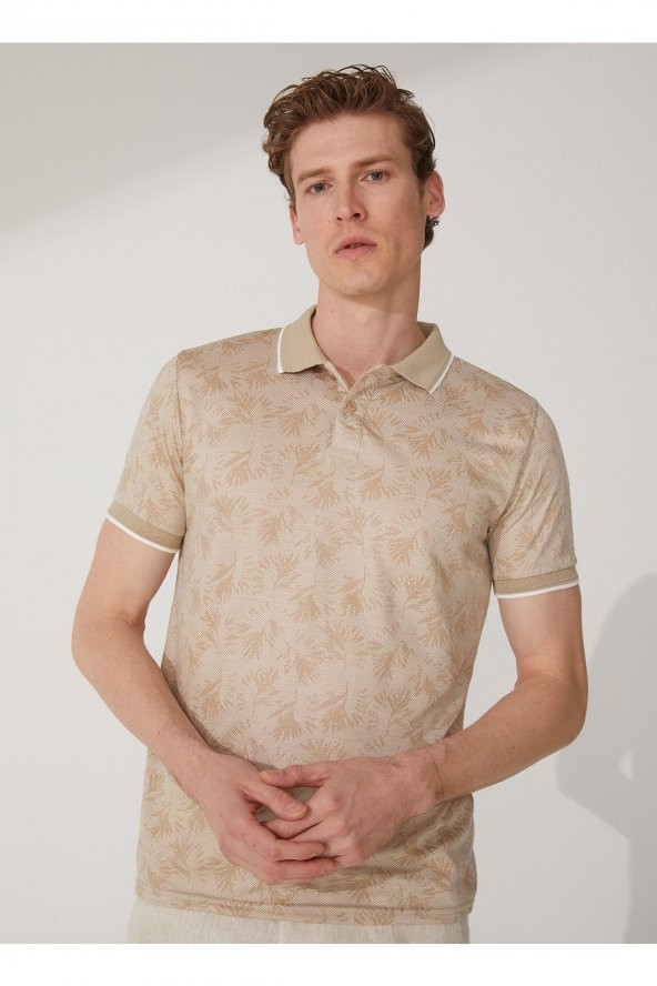 Polo Yaka Armürlü Ekru Erkek T-shirt Ts1014000268 - Resim 2