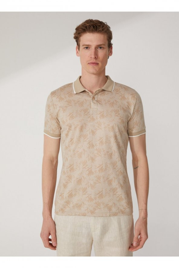 Polo Yaka Armürlü Ekru Erkek T-shirt Ts1014000268 - Resim 4