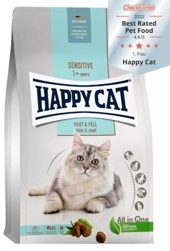 Happy Cat Skin & Coat Hassas Deri Tüy Yapısına Sahip Yetişkin kedi Maması 4 Kg