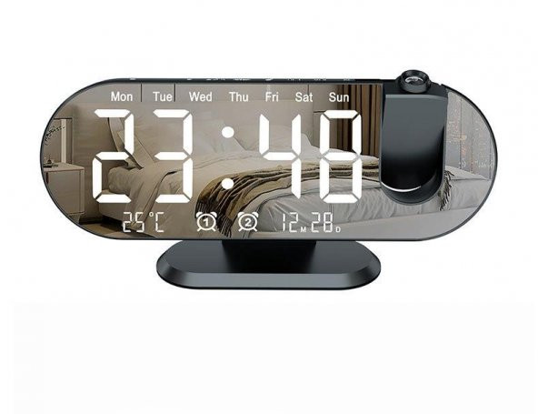 Valkyrie Projeksiyon Çift Alarm Dereceli LED Masa Saati - 3