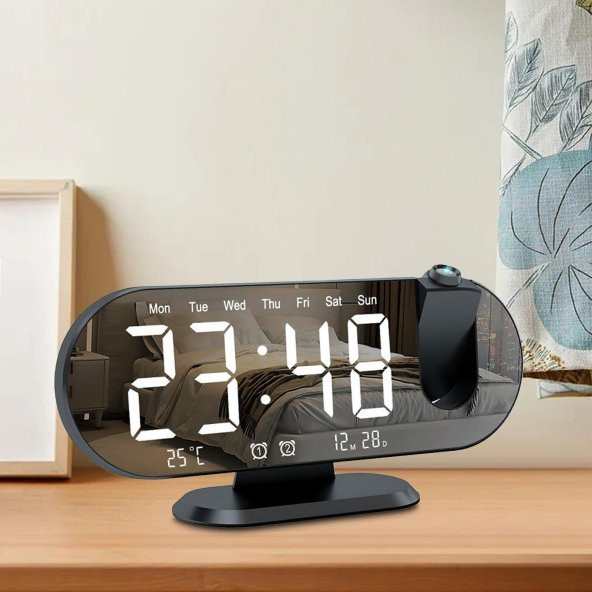 Valkyrie Projeksiyon Çift Alarm Dereceli LED Masa Saati - 4