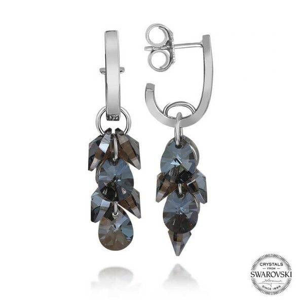 GRANDBAZAAR LUXURY Swarovski Crystal Taşlı Gümüş Salkım Sallantılı Çivili Kadın Küpe