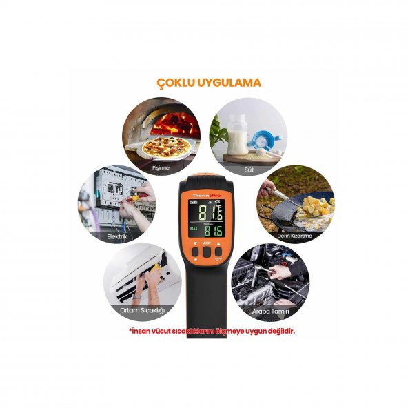 ThermoPro TP450 -50C/+550C Antişok Dual Lazer Endüstriyel Kızılötesi Temassız Termometre - Resim 2