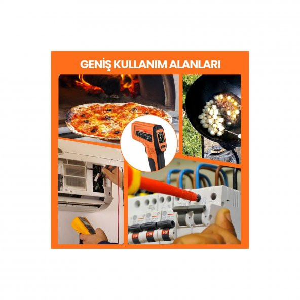 ThermoPro TP450 -50C/+550C Antişok Dual Lazer Endüstriyel Kızılötesi Temassız Termometre - Resim 8