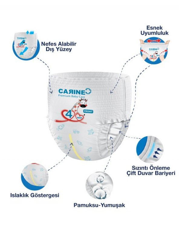 CARINE ACTIVE KÜLOT BEBEK BEZİ 4 NUMARA MAXI 32 ADET - Resim 2