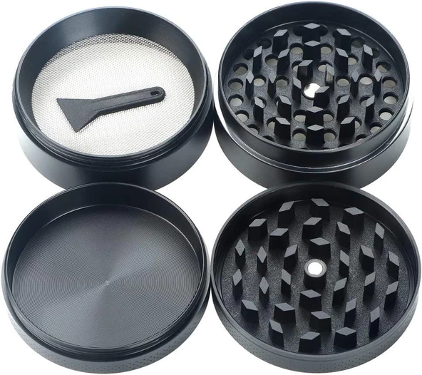 Valkyrie 63 mm 4 Katmanlı Mıknatıslı Çinko Alaşım Herbal Grinder Baharat Bitki Ot Tütün Öğütücü Siyah - 3